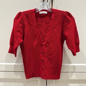 Frame Denim Red Women's Short Sleeve Sweater